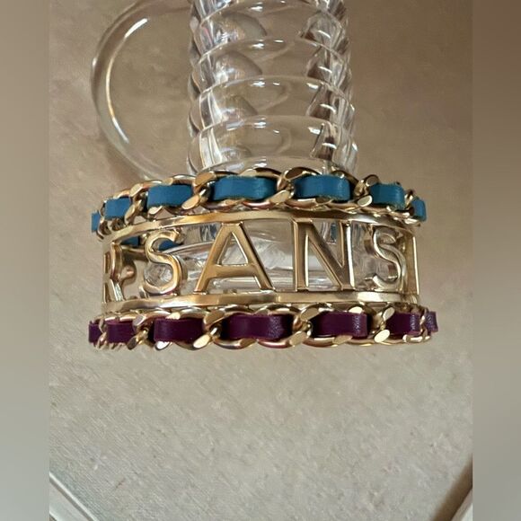 Chanel Lambskin leather and metal Statement Bangle Vintage Bracelet 2015 - Picture 1 of 6